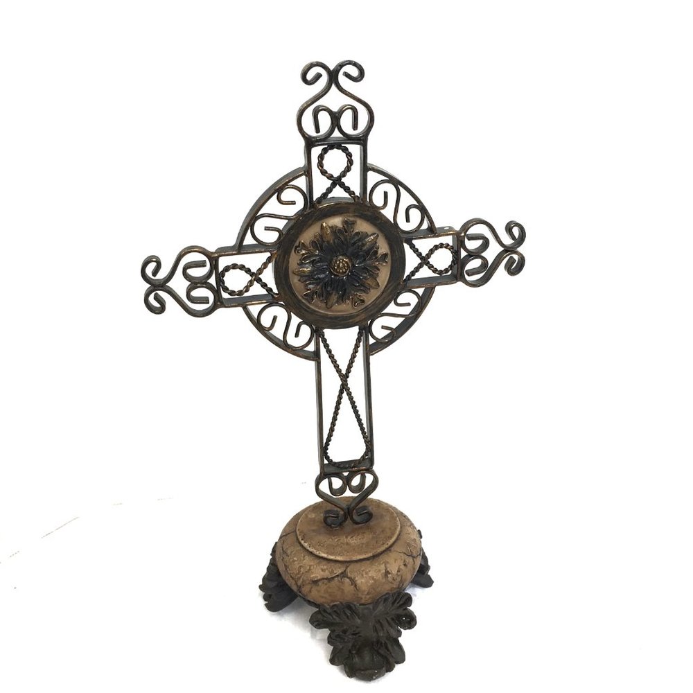 Standing Tabletop Metal Rustic Cross - Picture 2 of 11